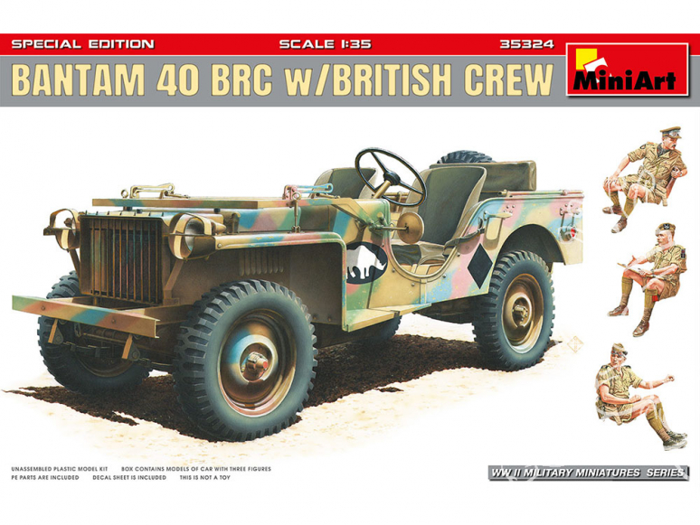 Mini Art maquette militaire 35324 JEEP BANTAM 40 BRC avec équipage Britaniques 1/35