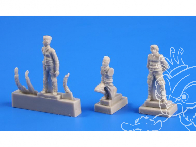 Cmk figurine F72247 Pilote tchécoslovaque (1 figurine) Et mécanicien (2 figurines) 1/72