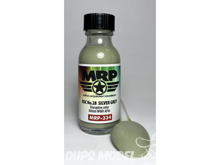 MRP peintures 334 BSC N°28 gris argent couleur perturbatrice AFV BRITANIQUE WWII 30ml