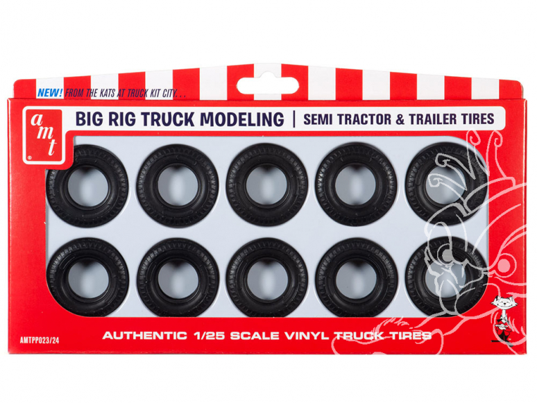 AMT maquette voiture PP023 Pack de pièces de pneu de camion Big Rig 1/25