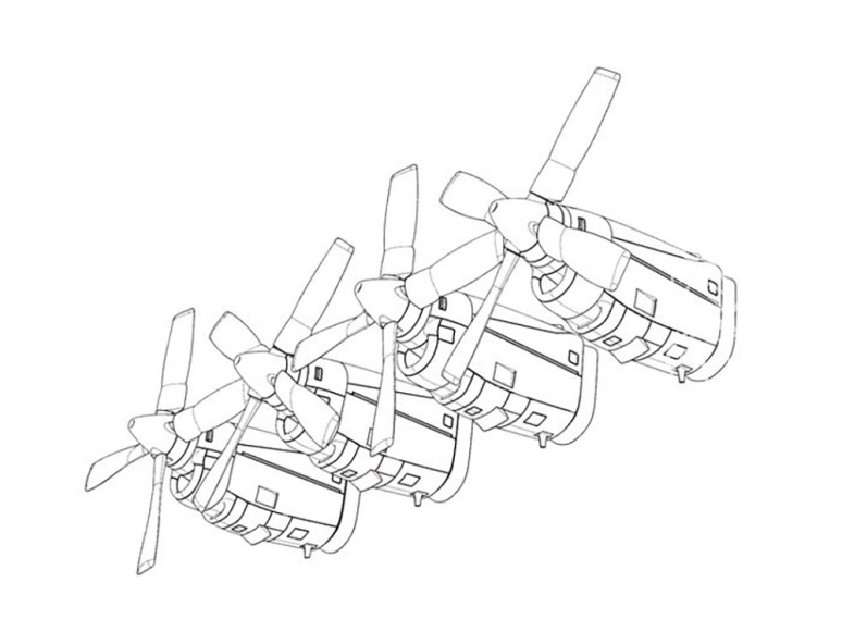 Brengun kit d'amelioration avion BRL48125 Ensemble moteur C-130 E-H kit Italeri 1/48