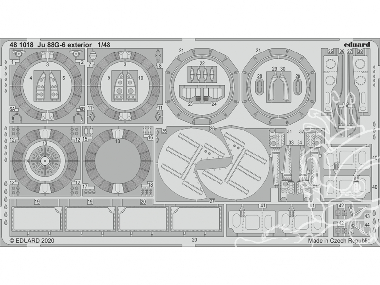 EDUARD photodecoupe avion 481018 Extérieur Junkers Ju 88G-6 Dragon 1/48