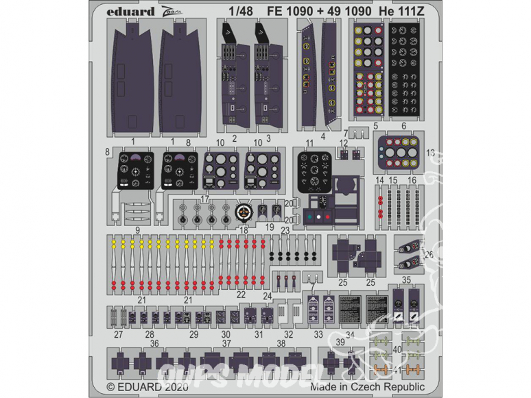 EDUARD photodecoupe avion FE1090 Zoom intérieur Heinkel He 111Z Icm 1/48