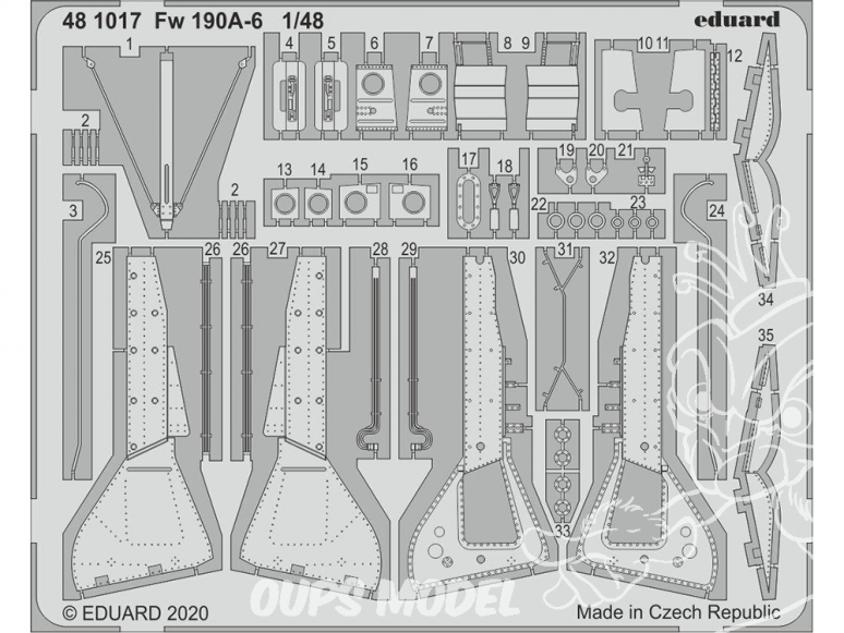 EDUARD photodecoupe avion 481017 Amélioration Focke Wulf Fw 190A-6 Eduard 1/48