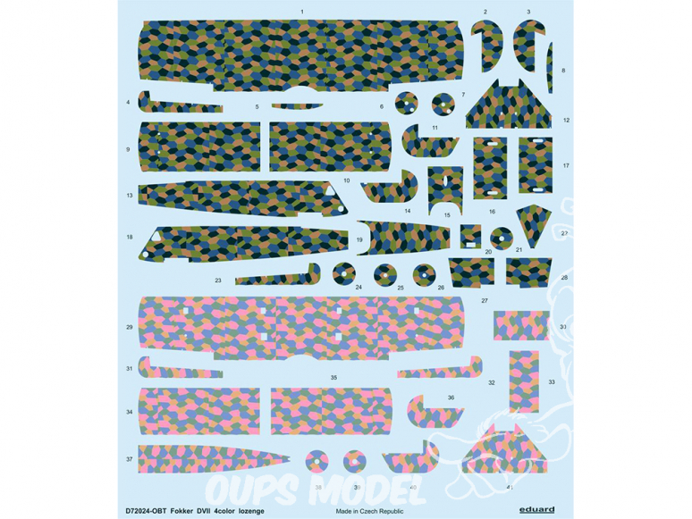 Eduard Decalques avion D72024 Fokker D.VII 4color lozenge 1/72