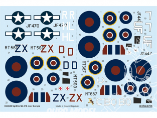 Eduard Decalques avion D48048 Spitfire Mk.VIII sur l'Europe 1/48