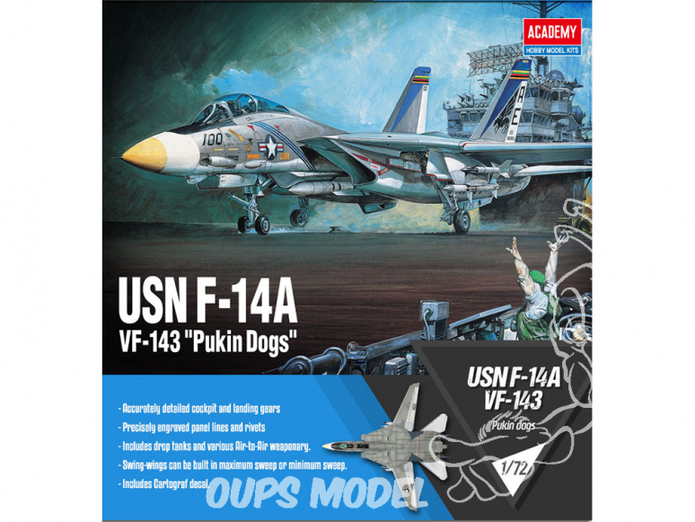 Academy maquette avion 12563 USN F-14A VF-143 "Pukin Dogs" 1/72