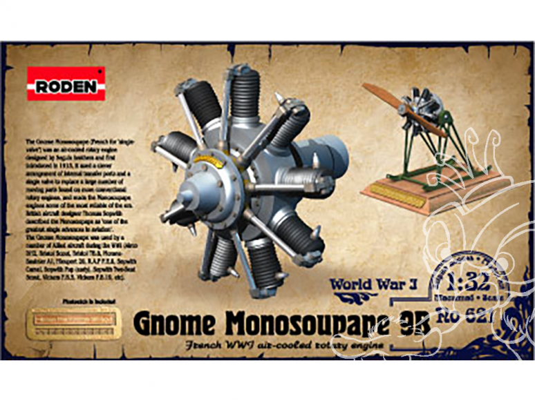 roden maquette avion 621 Gnome Monosoupape 9B 1/32