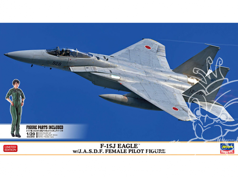 HASEGAWA maquette avion 02325 F-15J Eagle avec figurine pilote féminine J.A.S.D.F 1/72