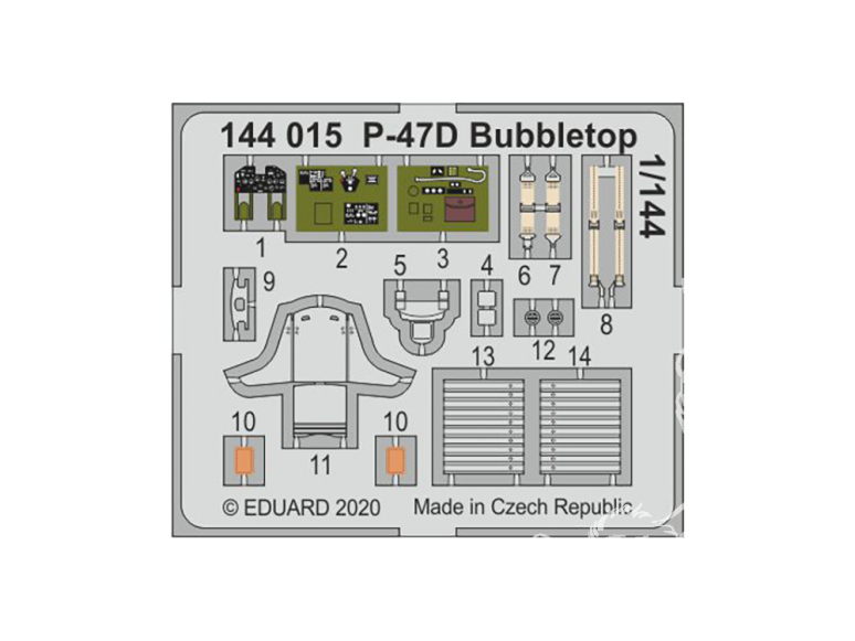 Eduard photodecoupe avion 144015 Amélioration P-47D Bubbletop Eduard / Platz 1/144