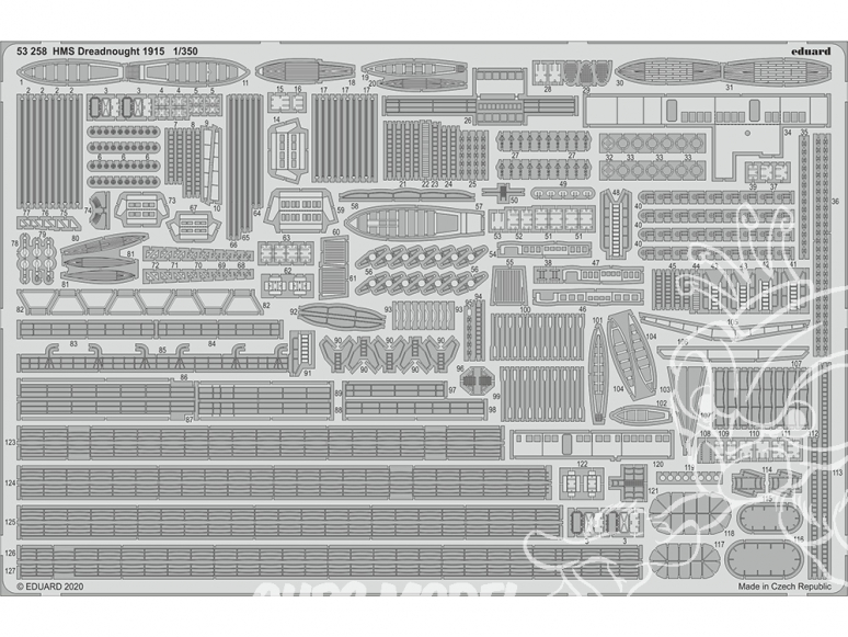 Eduard photodecoupe bateau 53258 Amélioration HMS Dreadnought 1915 Trumpeter 1/350