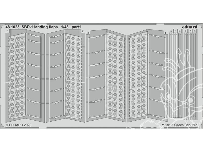 EDUARD photodecoupe avion 481023 Volets d'atterrissage SBD-1 Academy 1/48