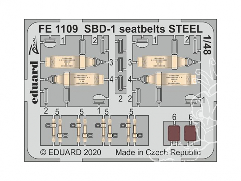 EDUARD photodecoupe avion FE1109 Harnais métal SBD-1 Academy 1/48