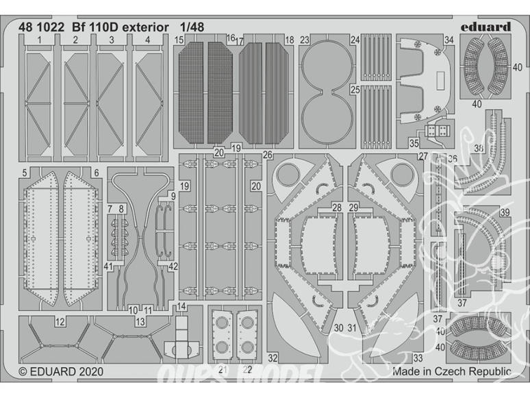 EDUARD photodecoupe avion 481022 Extérieur Messerschmitt Bf 110D Dragon 1/48