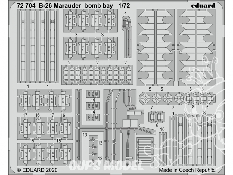Eduard photodecoupe avion 72704 Baie de bombes B-26 Eduard / Hasegawa 1/72
