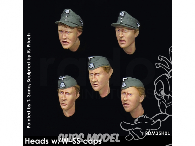 Rado miniatures figurines RDM35H01 Têtes avec casquettes - calots Waffen SS 1/35