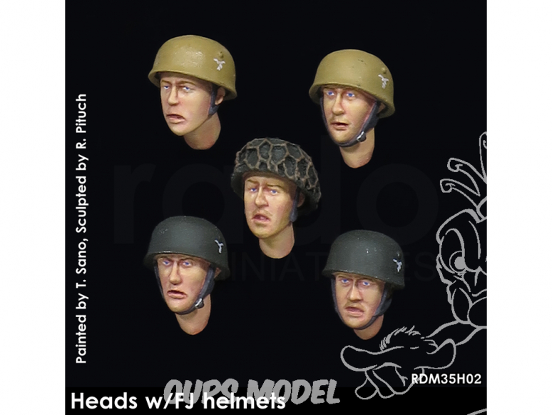 Rado miniatures figurines RDM35H02 Têtes avec casques Fallschirmjaeger M38 1/35