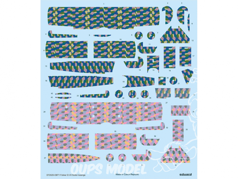 Eduard Decalques avion D72025 Fokker D.VII 5color lozenge 1/72