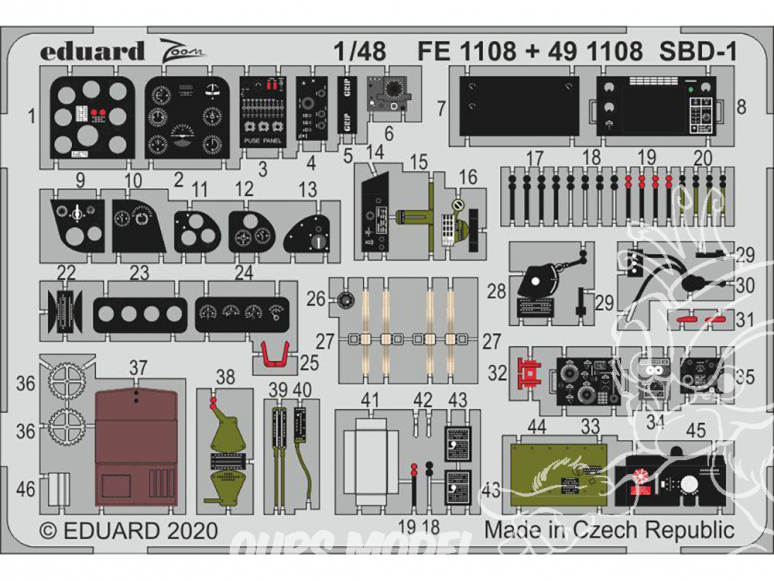 EDUARD photodecoupe avion FE1108 Zoom amélioration SBD-1 Academy 1/48