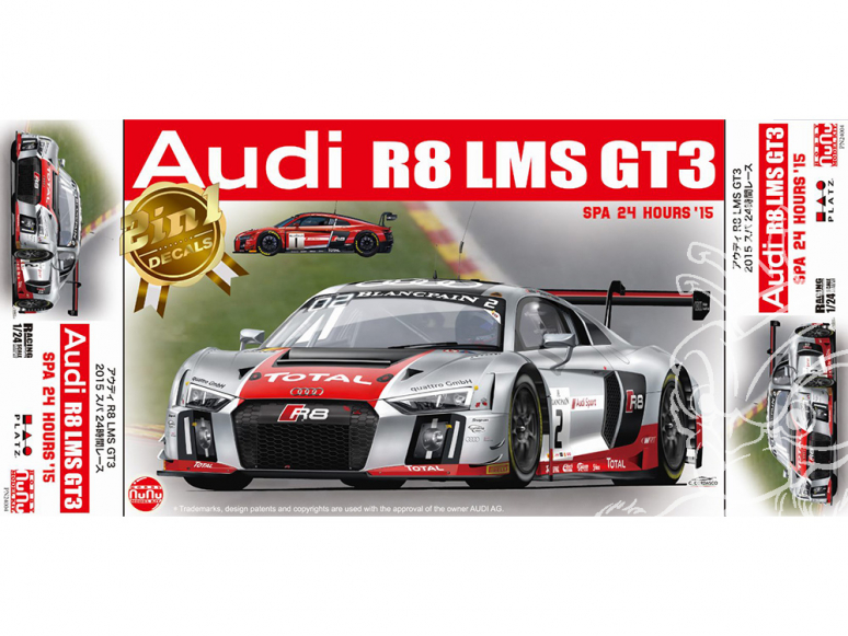 NuNu maquette voiture de Piste PN24004 Audi R8 LMS GT3 24H SPA 1/24