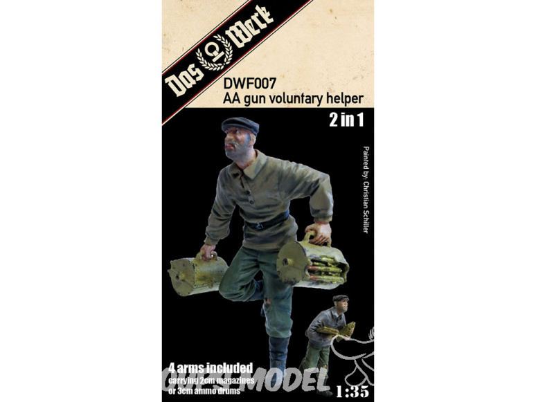 DAS WERK maquette militaire DWF007 Figurine Aide volontaire aux AA (porteur de munitions HiWi bénévole auxiliaire) 1/35