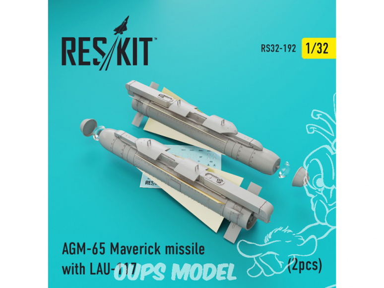 ResKit kit d'amelioration Avion RS32-0192 AGM-65 Maverick missile avec LAU-117 (2 pièces) 1/32