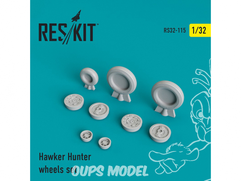 ResKit kit d'amelioration Avion RS32-0115 Ensemble de roues resine Hawker Hunter 1/32