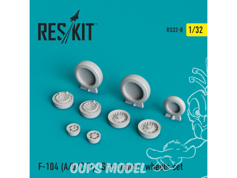 ResKit kit d'amelioration Avion RS32-0008 Ensemble de roues resine F-104 (A/B/C/D) "Starfighter" 1/32