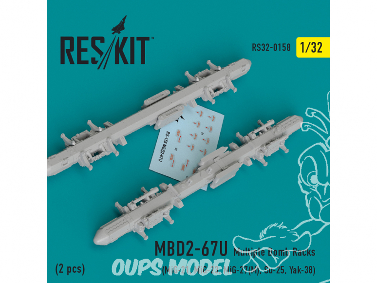 ResKit kit d'amelioration Avion RS32-0158 MBD2-67U Multiple Bombes Racks 1/32