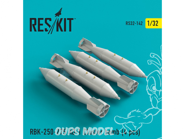 ResKit kit d'amelioration Avion RS32-0142 RBK-250-275 AO-1 Cluster bombes (4 pièces) 1/32