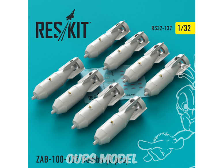 ResKit kit d'amelioration Avion RS32-0137 ZAB-100-105 Bombes (4 pièces) 1/32