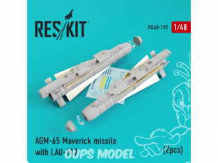 ResKit kit d'amelioration Avion RS48-0192 AGM-65 Maverick missile avec LAU-117 (2 pièces) 1/48