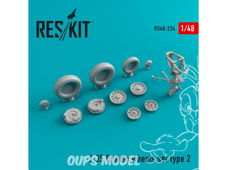 ResKit kit d'amelioration avion RS48-0224 Ensemble de roues pour J-35 Draken Type 2 1/48