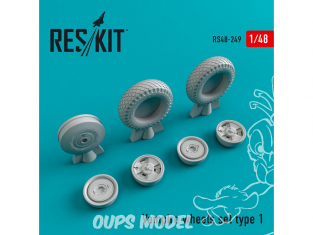 ResKit kit d'amelioration avion RS48-0249 Ensemble de roues pour Vampire type 1 1/48