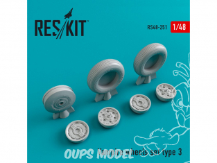 ResKit kit d'amelioration avion RS48-0251 Ensemble de roues pour Vampire type 3 1/48