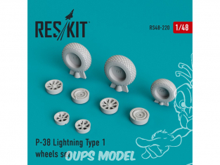 ResKit kit d'amelioration avion RS48-0220 Ensemble de roues pour P-38 Lightning Type 1 1/48