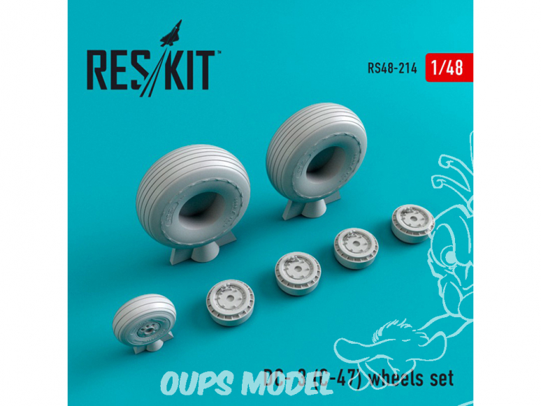 ResKit kit d'amelioration avion RS48-0214 Ensemble de roues pour DC- 3 (C-47) 1/48