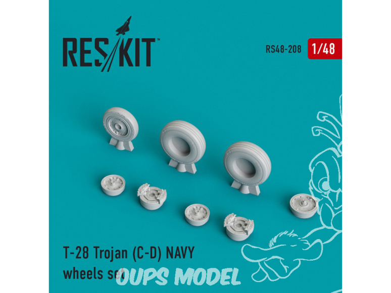 ResKit kit d'amelioration avion RS48-0208 Ensemble de roues pour T-28 Trojan (C-D) NAVY 1/48