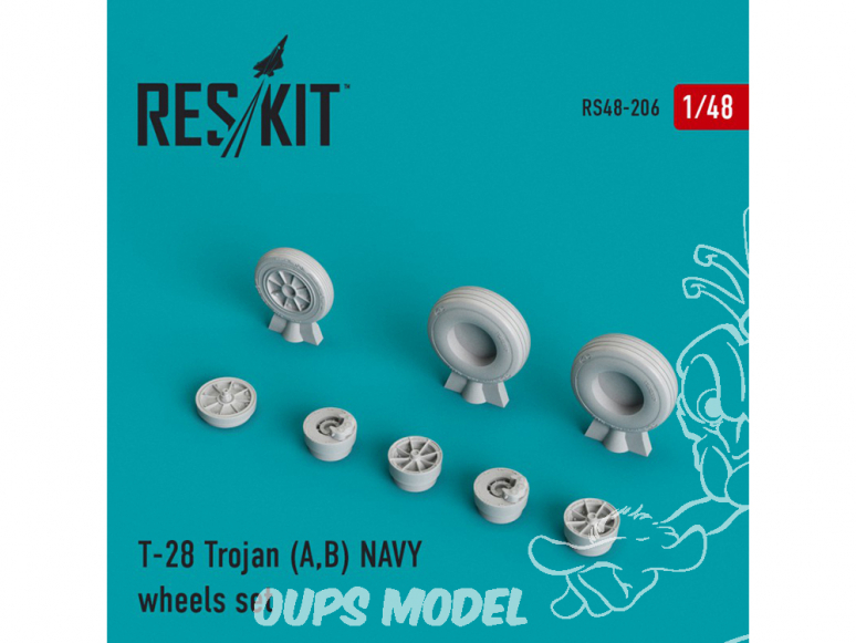 ResKit kit d'amelioration avion RS48-0206 Ensemble de roues pour T-28 Trojan (A,B) NAVY 1/48
