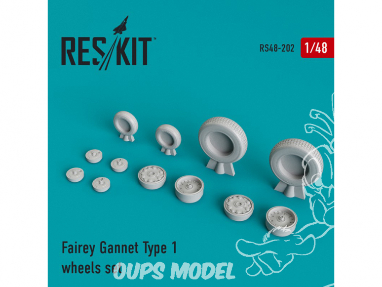 ResKit kit d'amelioration avion RS48-0202 Ensemble de roues pour Fairey Gannet Type 1 1/48
