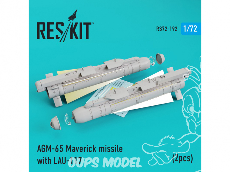 ResKit kit d'amelioration Avion RS72-0192 Maverick missile avec LAU-117 (2 pièces) 1/72