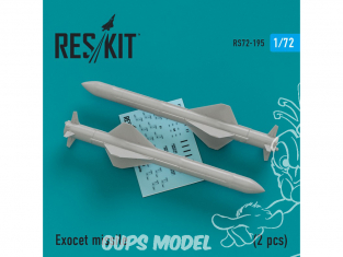 ResKit kit d'amelioration Avion RS72-0193 Exocet missile (2 pièces) 1/72