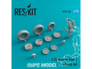 ResKit kit d'amelioration avion RS72-0224 Ensemble de roues pour J-35 Draken Type 2 1/72