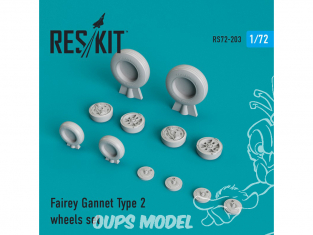 ResKit kit d'amelioration Avion RS72-0203 Ensemble de roues Fairey Gannet Type2 1/72