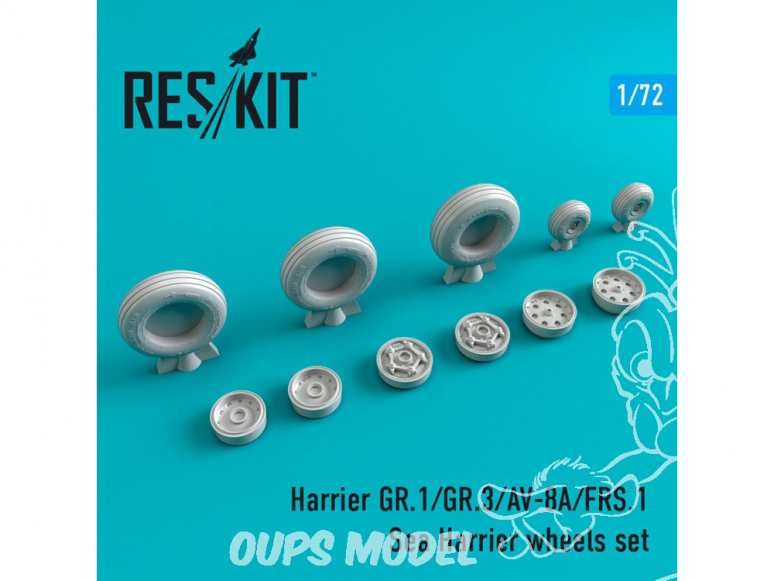 ResKit kit d'amelioration Avion RS72-0211 Ensemble de roues Harrier GR.1/GR.3/AV-8A/FRS.1/Sea Harrier 1/72