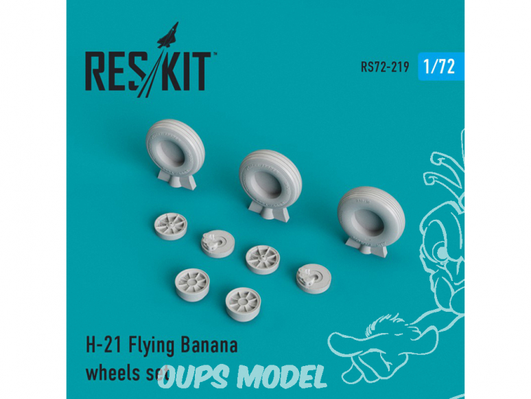 ResKit kit d'amelioration Helico RS72-0219 Ensemble de roues H-21 Flying Banana 1/72