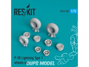 ResKit kit d'amelioration Avion RS72-0220 Ensemble de roues P-38 Lightning Type 1 1/72