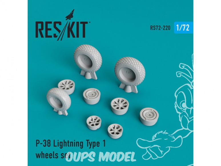 ResKit kit d'amelioration Avion RS72-0220 Ensemble de roues P-38 Lightning Type 1 1/72