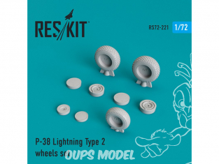 ResKit kit d'amelioration Avion RS72-0221 Ensemble de roues P-38 Lightning Type 2 1/72