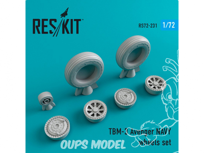 ResKit kit d'amelioration Avion RS72-0231 Ensemble de roues TBM-3 Avenger NAVY 1/72